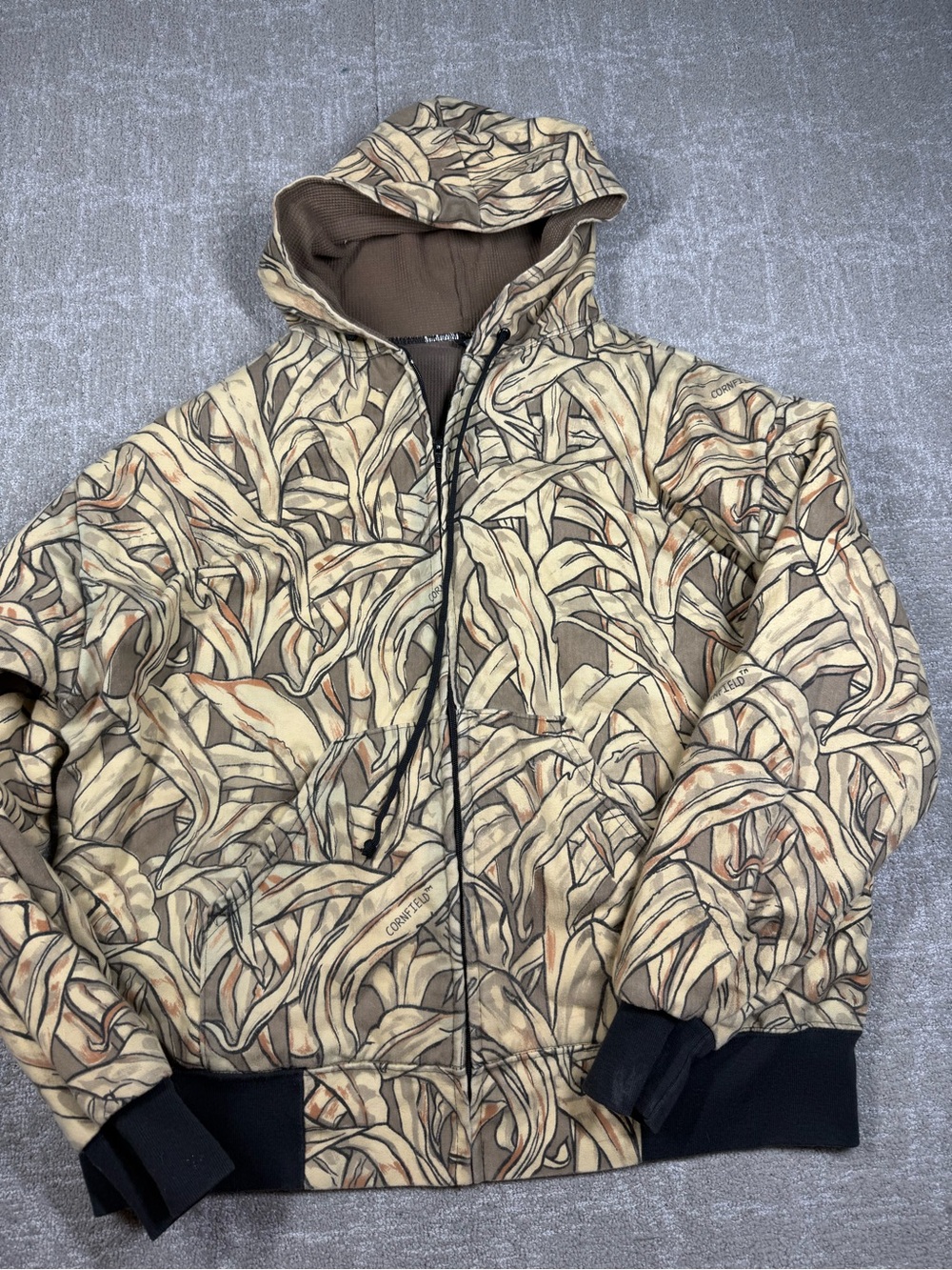 Vintage Ace Sportswear Corn Field Camouflage Full Zip Sweatshirt USA Read Below